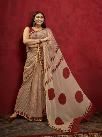 Hand Block Print Saree | Pure Chiffon