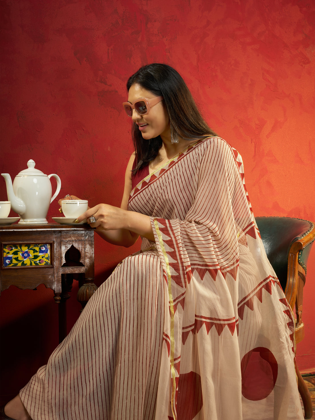 Hand Block Print Saree | Pure Chiffon