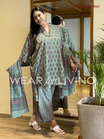 Bagh-printed Cotton Kurta set of 03