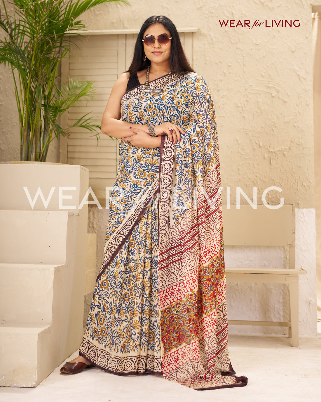 Hand Block Print Saree | Pure Chinon Chiffon