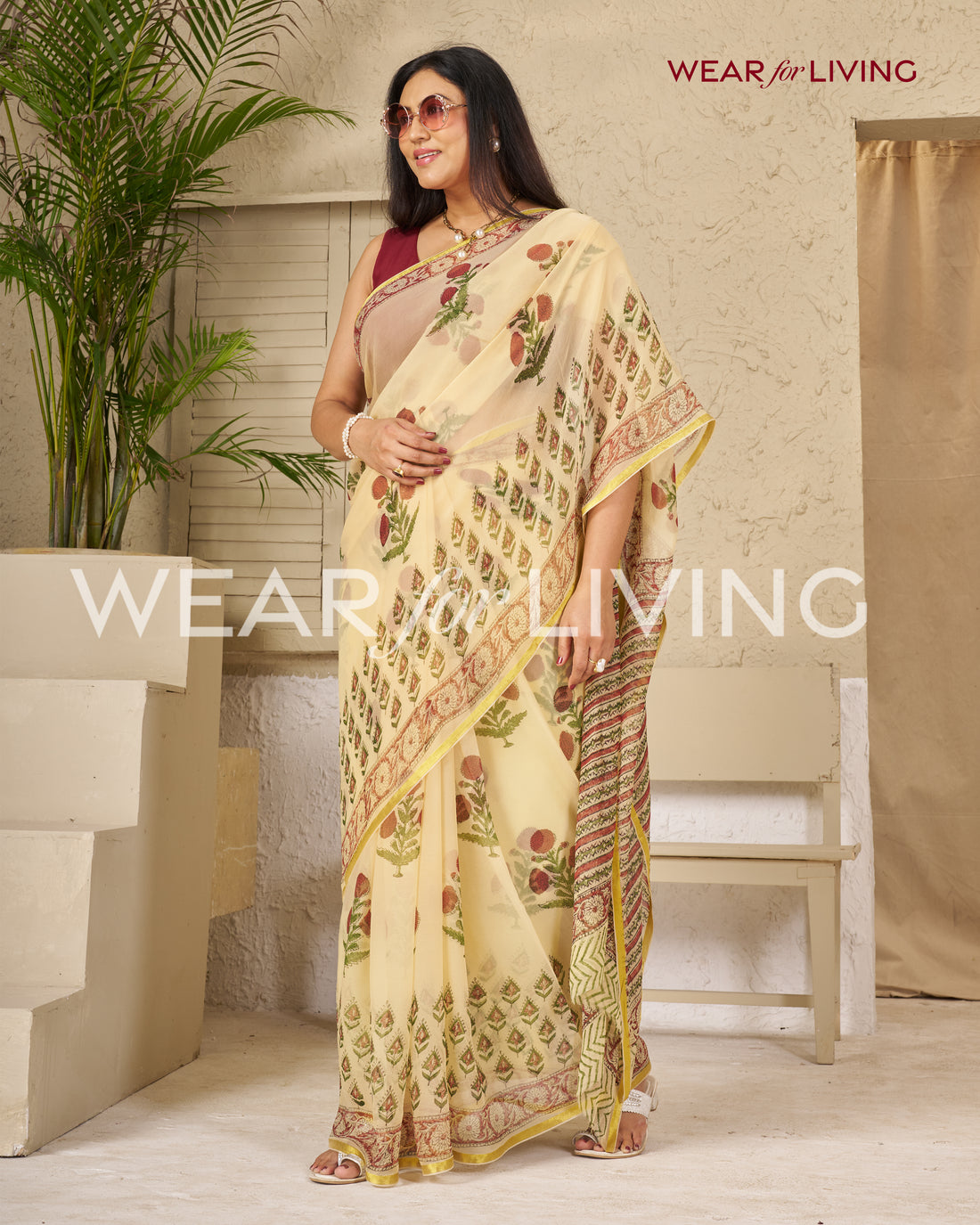 Hand Block Print Saree | Pure Chiffon