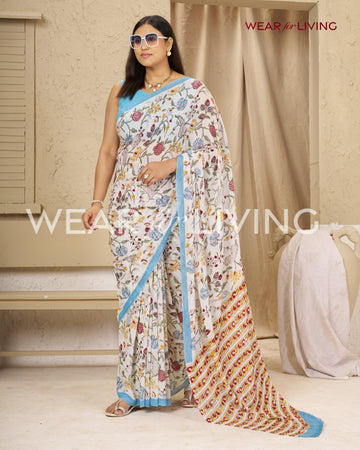 Hand Block Print Saree | Georgette