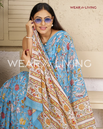 Hand Block Print Saree | Georgette