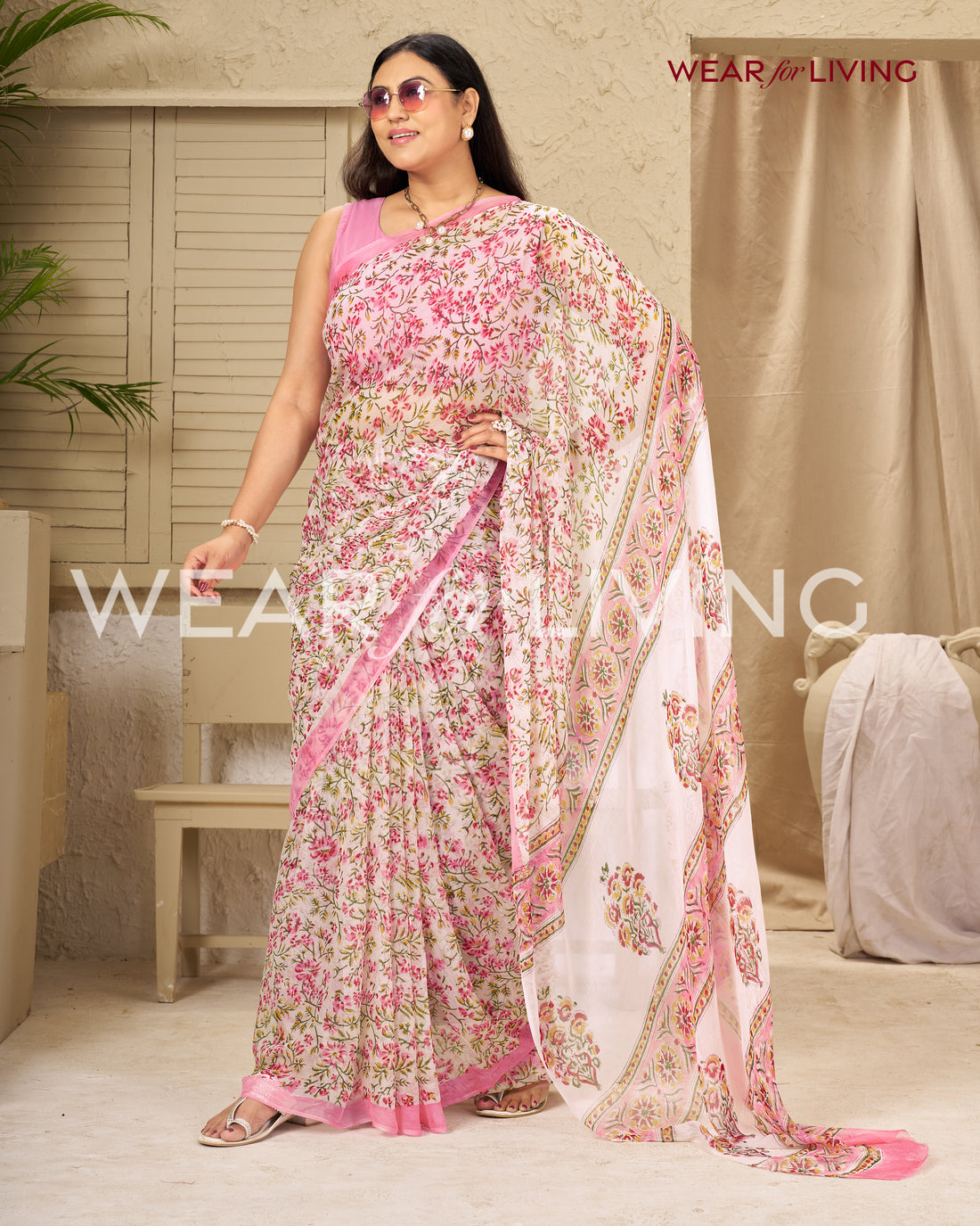 Hand Block Print Saree | Pure Chiffon