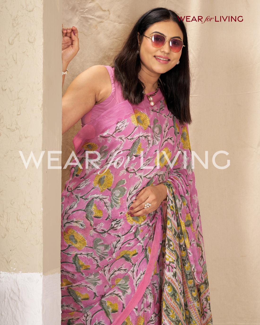Hand Block Print Saree | Pure Chinon Chiffon