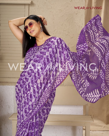 Hand Block Print Saree | Pure Chiffon