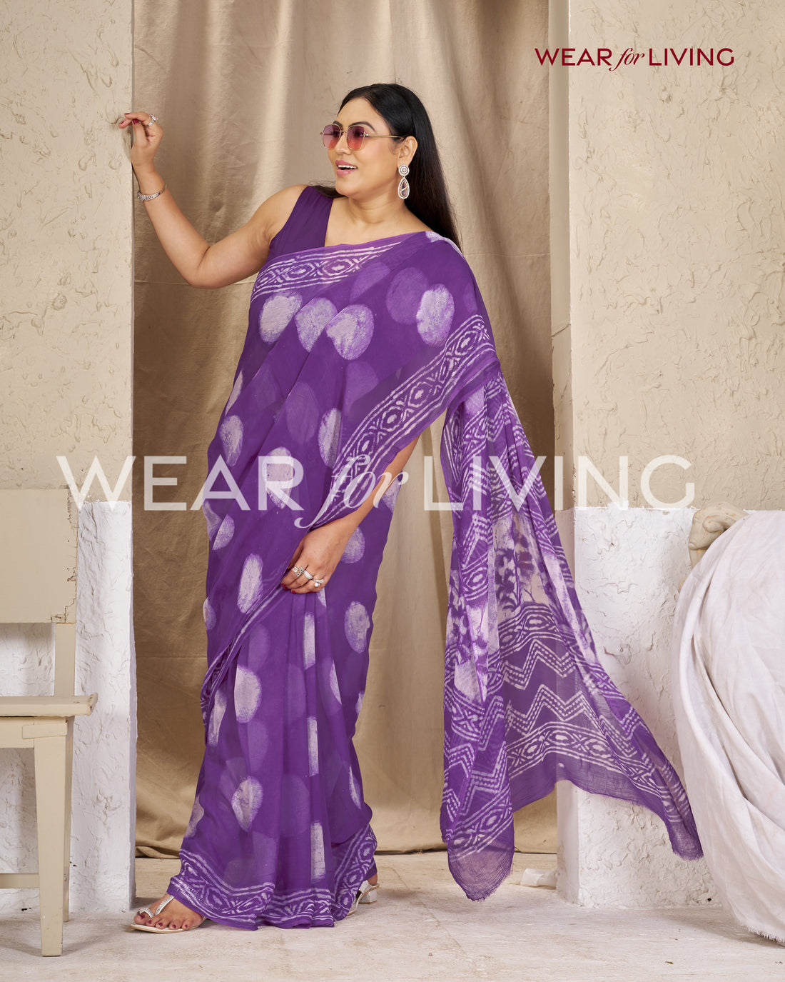 Hand Block Print Saree | Pure Chiffon