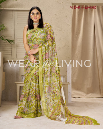 Hand Block Print Saree | Pure Chiffon