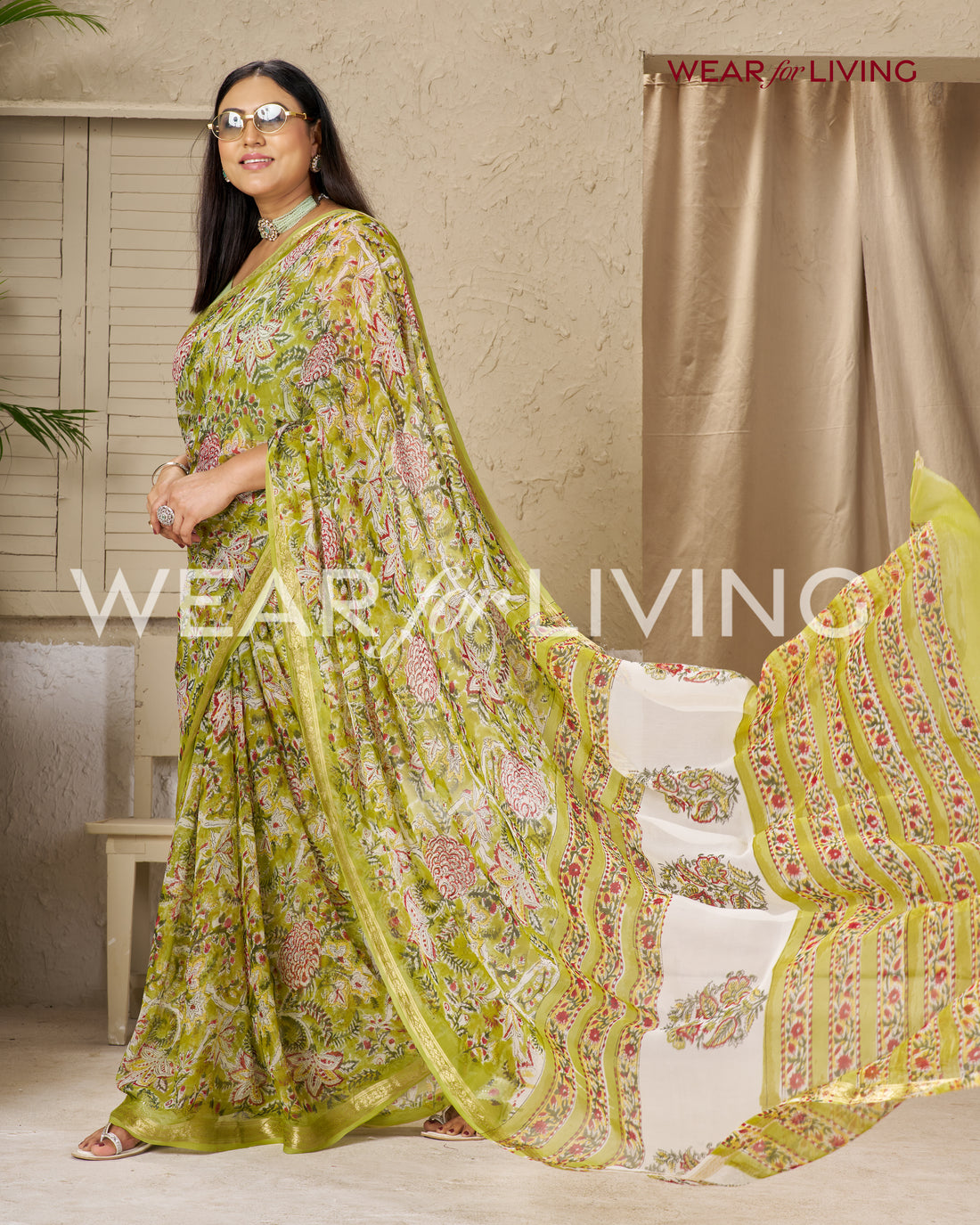 Hand Block Print Saree | Pure Chiffon