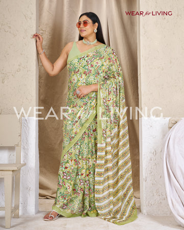 Hand Block Print Saree | Georgette