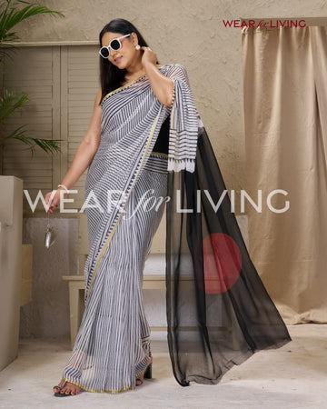 Hand Block Print Saree | Pure Chiffon