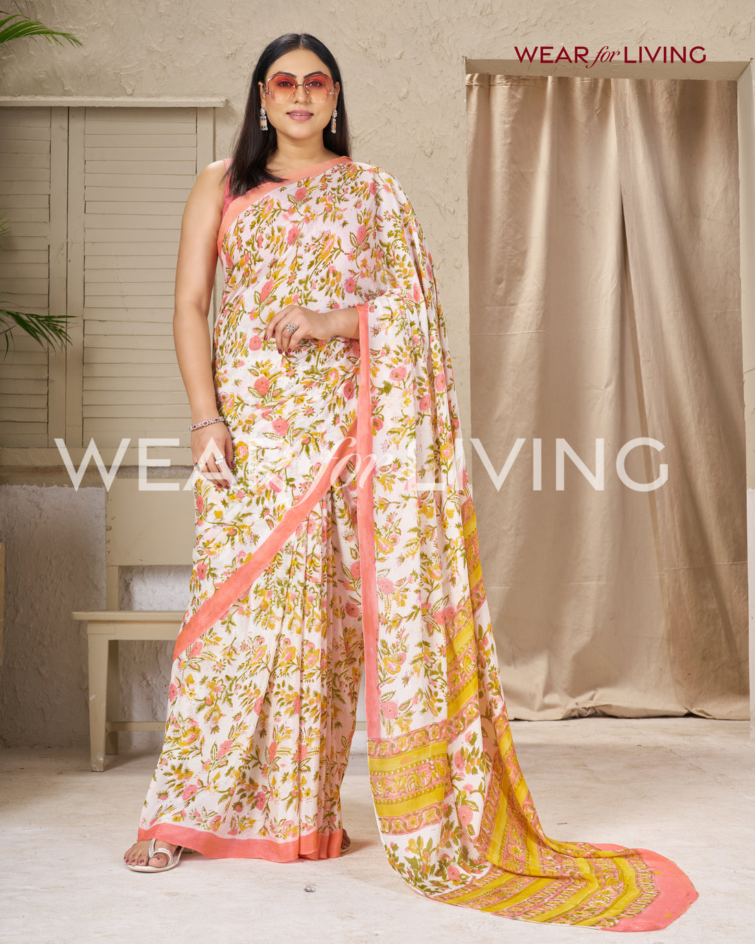 Hand Block Print Saree | Pure Chinon Chiffon